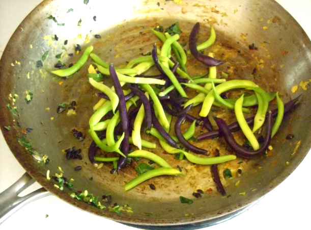 green beans, purple beans, collard greens, recipe